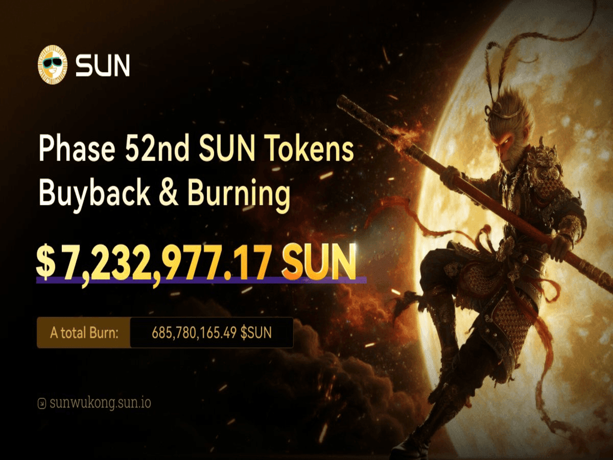 ‎SUN.io‎ ۵۲مین توکن‌سوزی خود را تکمیل کرد؛ بیش از ۶۸۵ میلیون توکن ‎SUN‎ سوزانده شد